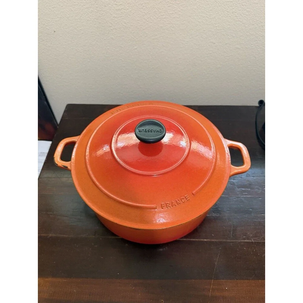 Chasseur Dutch Oven Cast Iron Pot Made In France Orange Size 26